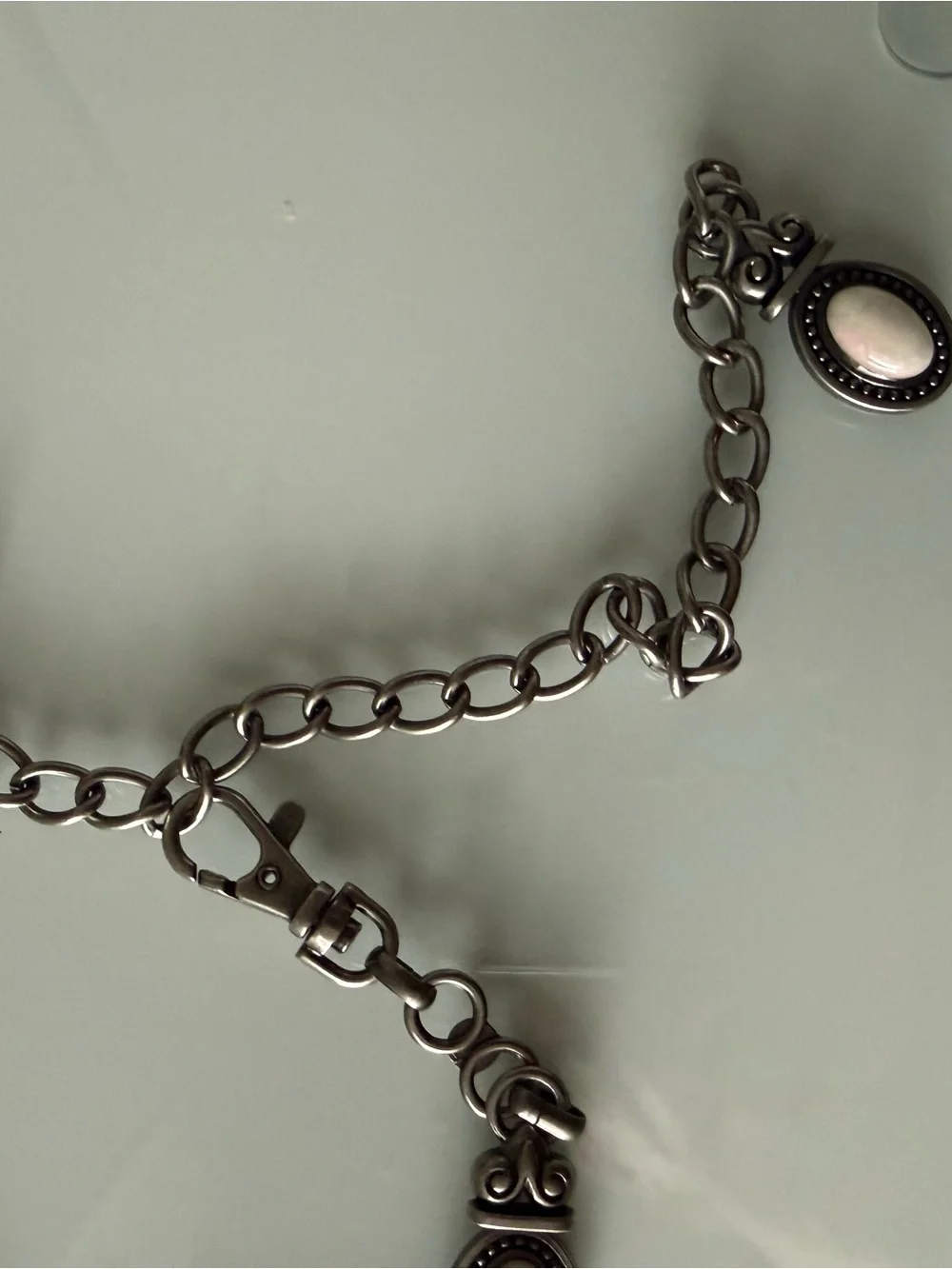Vintage-Inspired Black and Silver Chain Belt - Women's Accessory